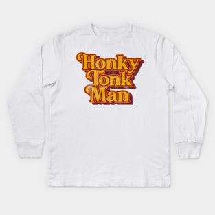 Honky Tonk Man ))(( Retro Classic Country Music Design Kids Long Sleeve T-Shirt